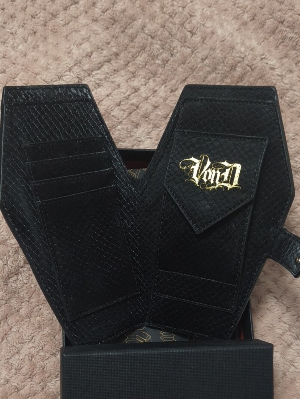 Kat Von D Black Coffin Wallet with Gold Logo - Picture 2 of 5
